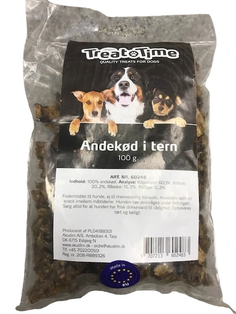 Treattime Andekød i tern 100 g - Naturlige hundesnacks